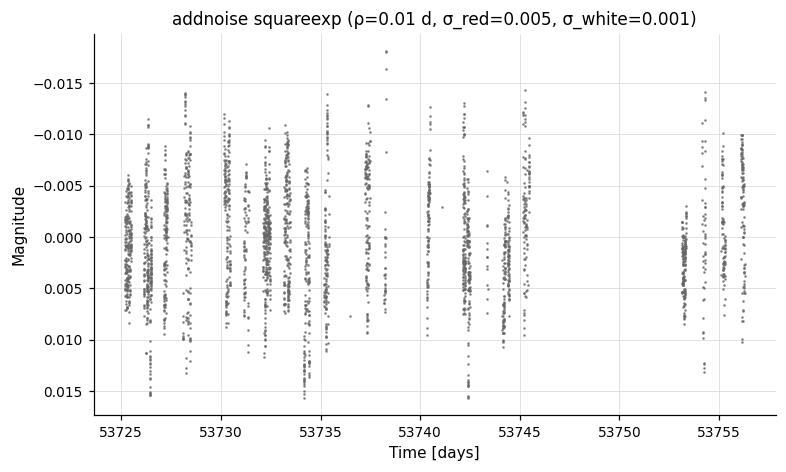 Squared-exponential red+white-noise simulation